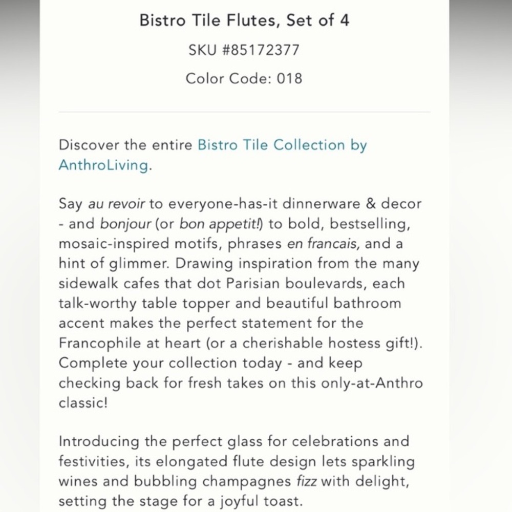 Anthropologie Bistro Tile Flutes 24k gold (2) NWT - Picture 5 of 7